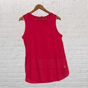 Michael Kors Pink Sleeveless Lightweight Blouse Layered Chiffon Hem Size M